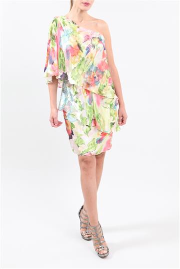 Vestido Walter Rodrigues Seda Aquarela Colorido