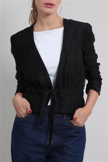 Casaqueto Nina Ricci Tafetá Texturizado Preto