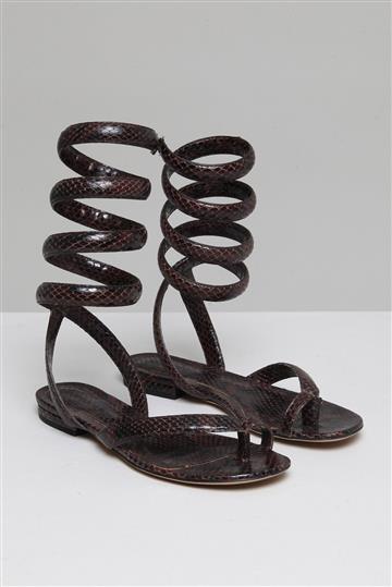 Sandália Bottega Veneta Rasteira Python Marrom