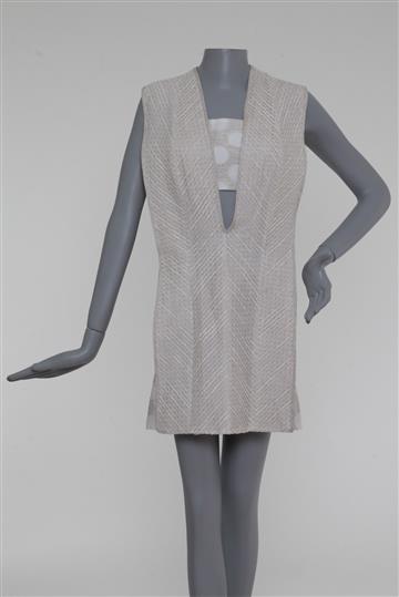 Vestido Framed Mini com Top Bege