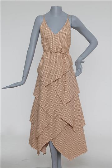 Vestido A. Niemeyer Longo de Alças Caramelo