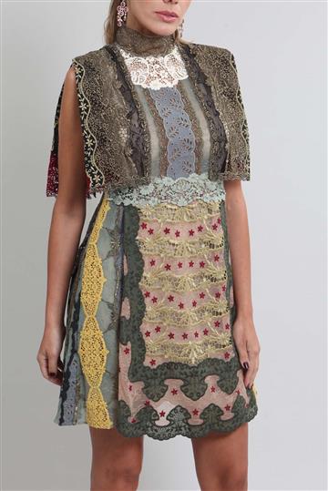 Vestido Valentino Renda Colorido