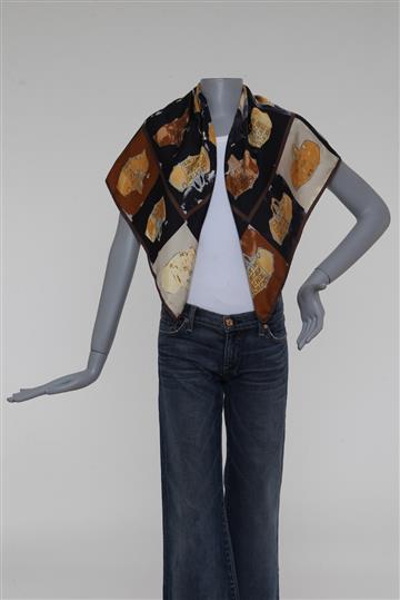 Lenço Carolina Herrera Seda quadrado Marrom