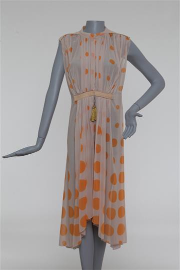 Vestido Vanda Jacintho Seda e Palha Poás Bege