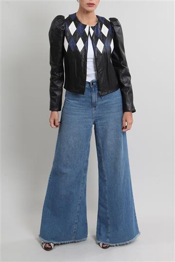 Jaqueta Cris Barros Couro Preto