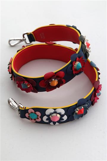 Alça Fendi Couro com Flores Colorido