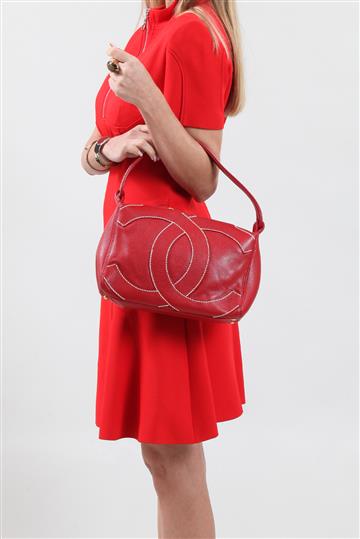 Bolsa Chanel Monograma Pespontado Vermelho