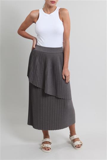 Saia A. Niemeyer Plissada Cinza