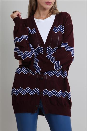 Casaco Missoni Cardigan Chevron Bordô