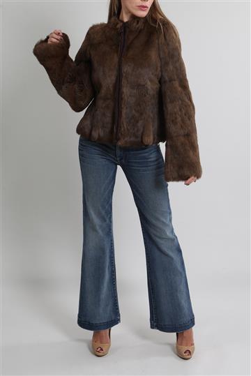 Casaco Mixed Pele Marrom