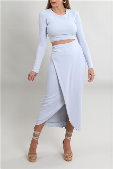 Vestido Cris Barros Longo Recortes Cintura Azul