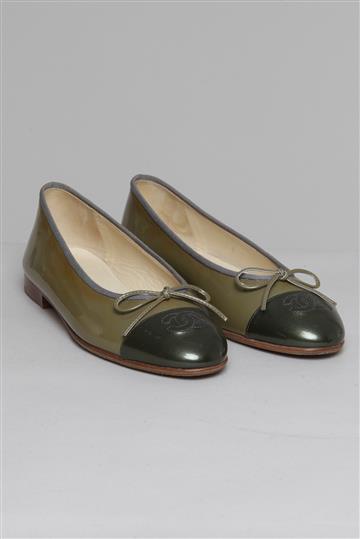 Sapatilha Chanel Bicolor Verniz Verde