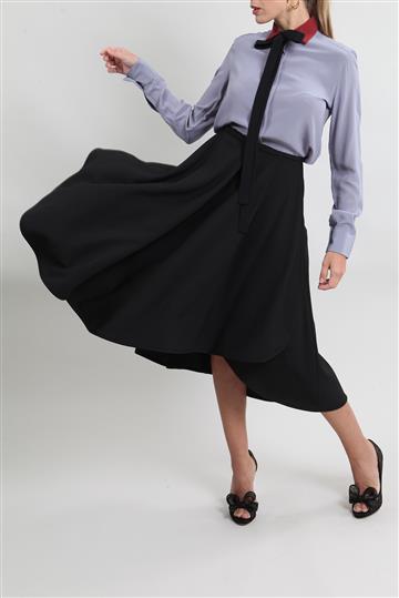 Saia Paula Raia Pala Sobreposta Preto