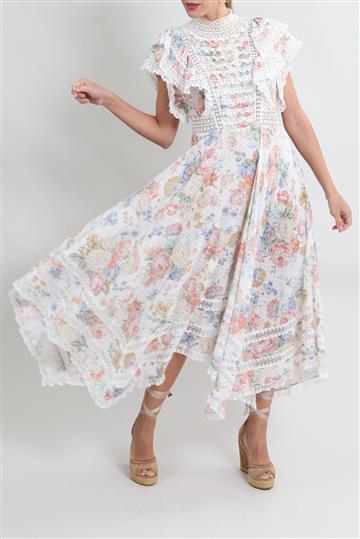 Vestido Zimmermann Longo Bordado e Floral Estampado