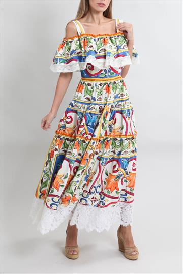 Vestido Dolce & Gabbana Longo Algodão Floral Estampado