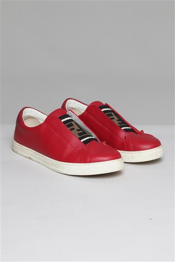Tênis Fendi Couro com Logo Vermelho
