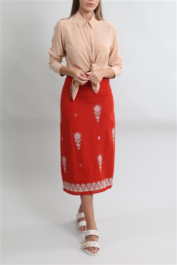 Saia Cris Barros Bordada  Vermelho