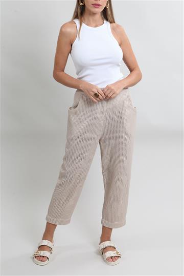 Calça Paula Raia Transparência Texturiza Bege