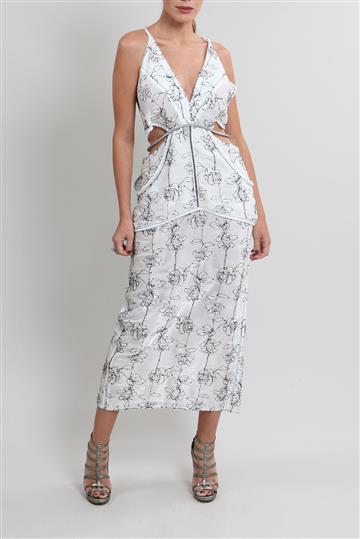 Vestido De Goeye Tafetá de Seda com Recortes Branco