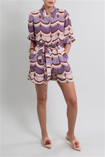 Conjunto Adriana Degreas Shorts e Camisa 100% Seda Colorido