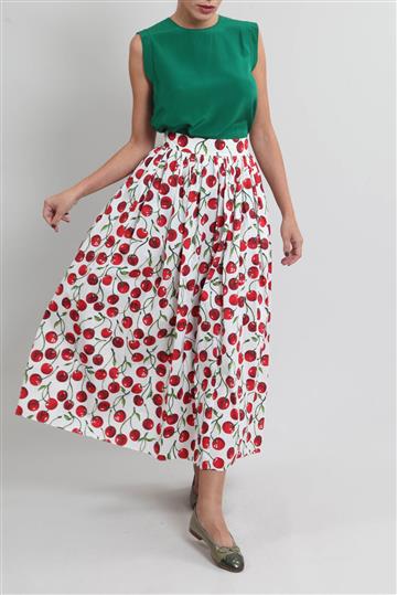 Saia Dolce & Gabbana Algodão Cerejas Estampado