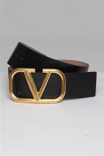 Cinto Valentino Dupla Face com Logo Preto