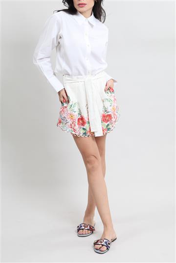 Shorts Zimmermann Linho Floral Estampado