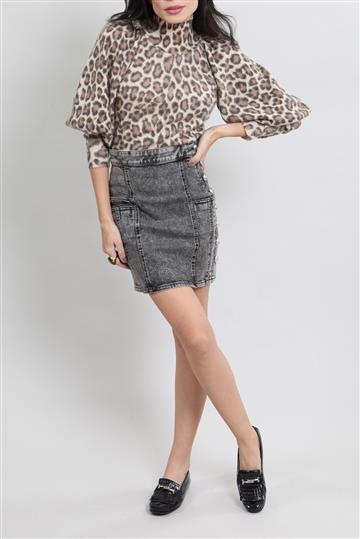 Saia Balmain Jeans Stonado Mini Cinza