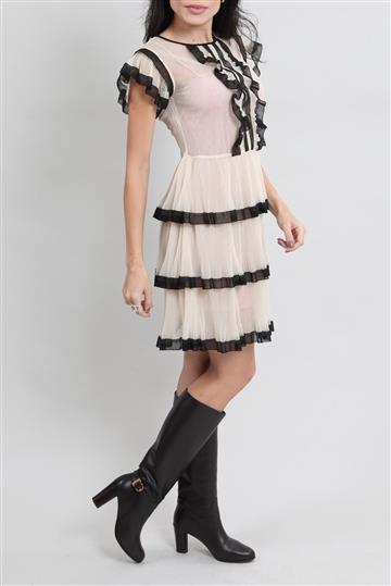 Vestido Red Valentino Tule e Babados Bicolor