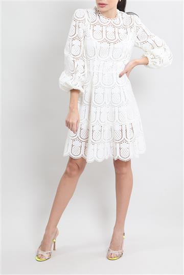 Vestido Zimmermann Renda Manga Longa Branca