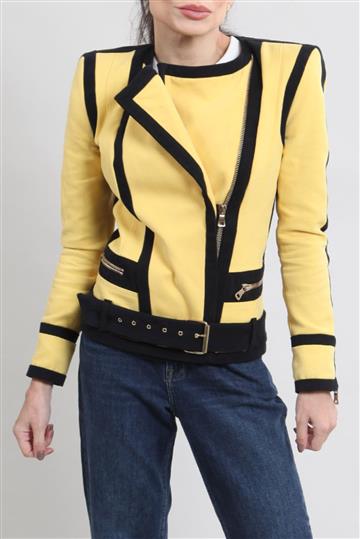 Jaqueta Balmain Sarja Bicolor Amarelo