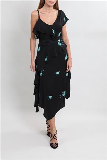 Vestido Diane Von Furstenberg Longo Assimétrico Preto