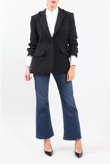 Blazer Cinc à Sept Bouclê Preto