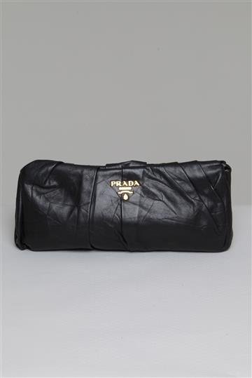 Bolsa Prada Clutch Couro Preto