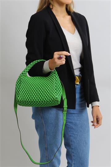 Bolsa Tissa Fontaneda Couro Cordeiro Verde