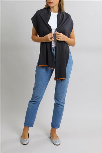 Lenço Hermés Cachecol Malha de Seda Cinza