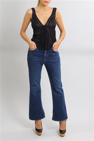 Regata Chanel Seda com Renda Preto