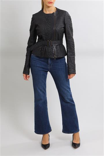 Jaqueta Saint Laurent Couro Texturizado Preto