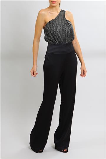 Macacão Achados da New Um Ombro Só Preto