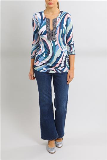 Blusa Emilio Pucci Túnica com Bordados Colorido