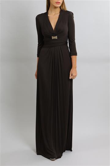 Vestido Gucci Longo Jersey de Seda Marrom