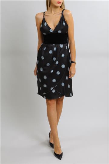 Vestido Emporio Armani Seda e Veludo Esferas Preto