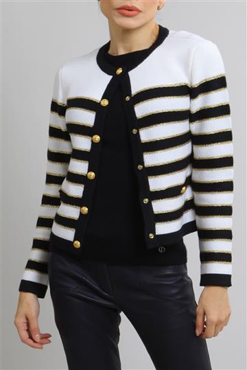 Casaqueto Balmain Tricô com Lurex Listrado