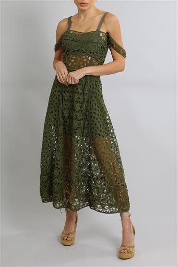 Vestido Lolitta Longo de Renda Verde