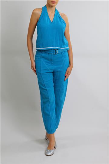 Conjunto De Goeye Calça e Frente Única Azul