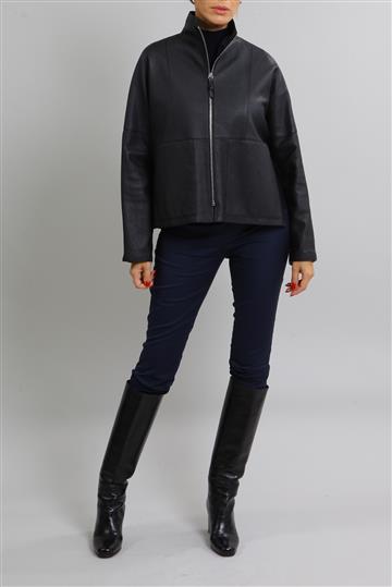 Casaco Hermés Oversized Couro Texturizado Preto