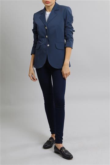 Blazer Hermés Montaria Botões Prata Azul