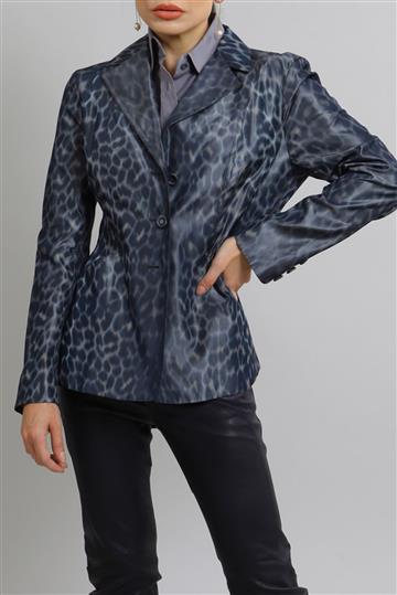 Blazer Christian Dior Tafetá de Seda Animal Print Cinza