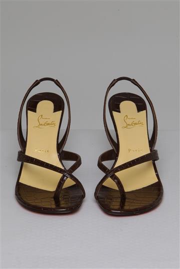 Sandália Christian Louboutin Couro Prensado Marrom