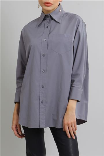 Camisa Prada Tricoline de Algodão Cinza